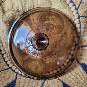 Pyrex Corning 4.5 Pot Spare Lid Cover Amber Glass Visionware